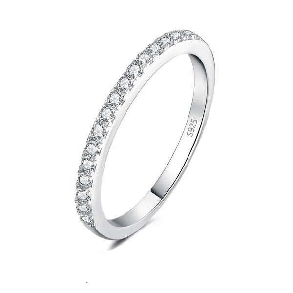 Luna Moissanite Half Eternity Band – 925 Sterling Silver