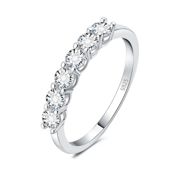 Selene Moissanite Five-Stone Band – 925 Sterling Silver