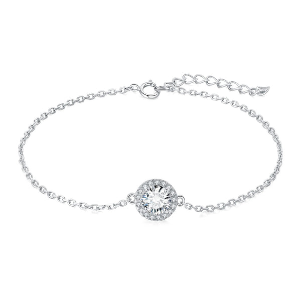 Celeste Moissanite Halo Bracelet – 925 Sterling Silver