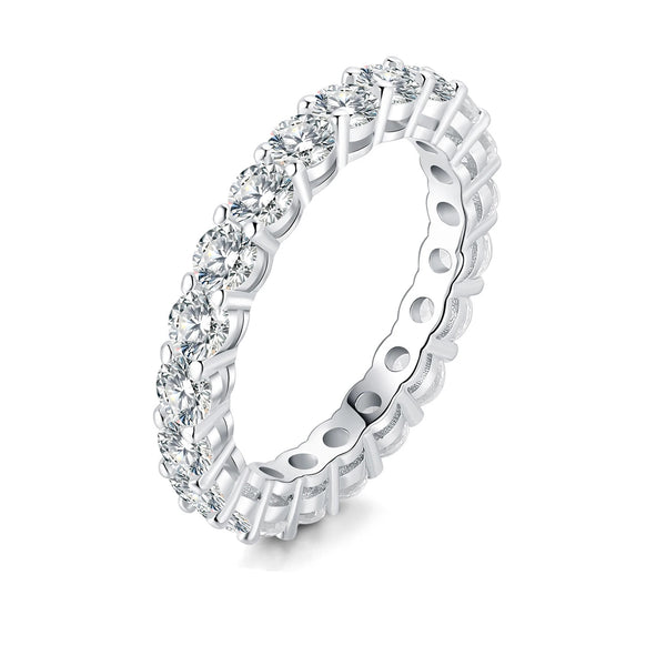 Aurora Moissanite Eternity Band – 925 Sterling Silver